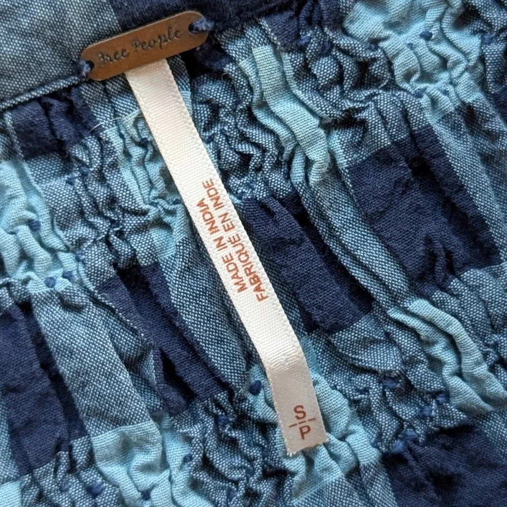 Free People Blue Plaid Shirt Dress Sz S